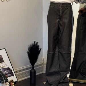 Free People Black Cargo Pants Wide-Leg Relaxed Fit